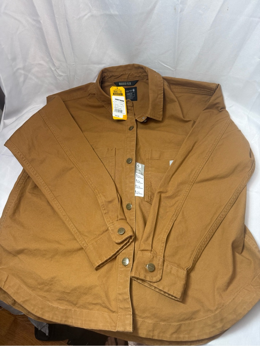 NWT Carhartt Loose Fit Rugged Flex Brown Heavyweight Overshirt Womens L-12/14